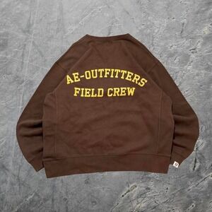 Vintage American Eagle Brown 90s Boxy Oversize Crewneck Sweatshirt - Mens Large